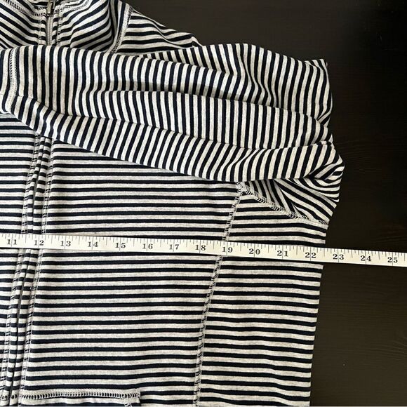 LL Bean Sweatshirt Womens Large White Blue Stripe Full Zip Stretch Outdoor Soft - Picture 12 of 13